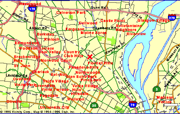 map of north side of St Louis